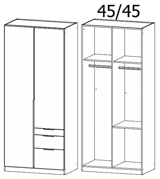 Alabama 91cm 2 Door Wardrobe with Drawers - Silk Grey