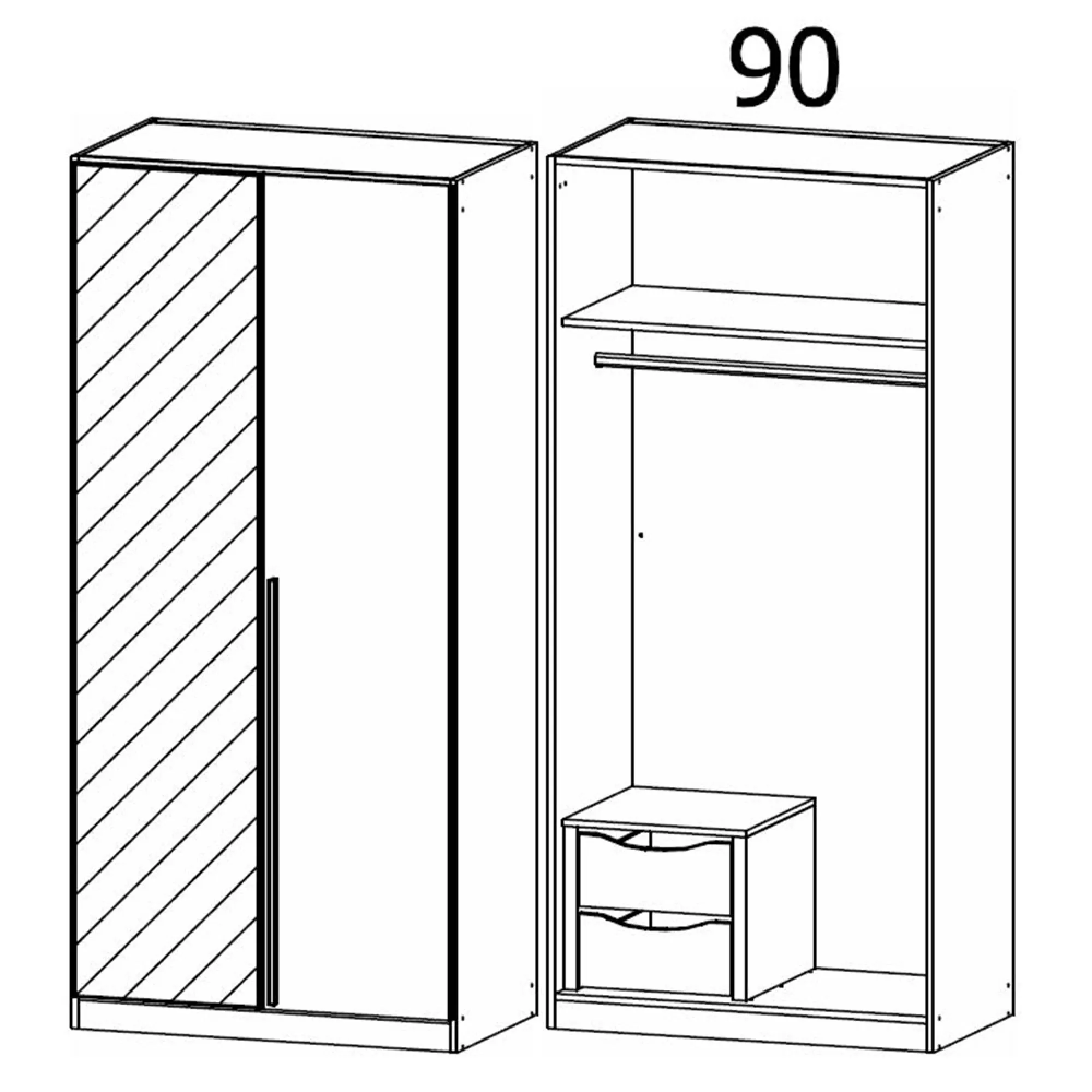 Alba 2 Door Mirror Wardrobe - Alpine White