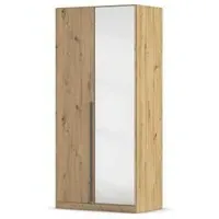 Alba 2 Door Mirror Wardrobe - Artisan Oak