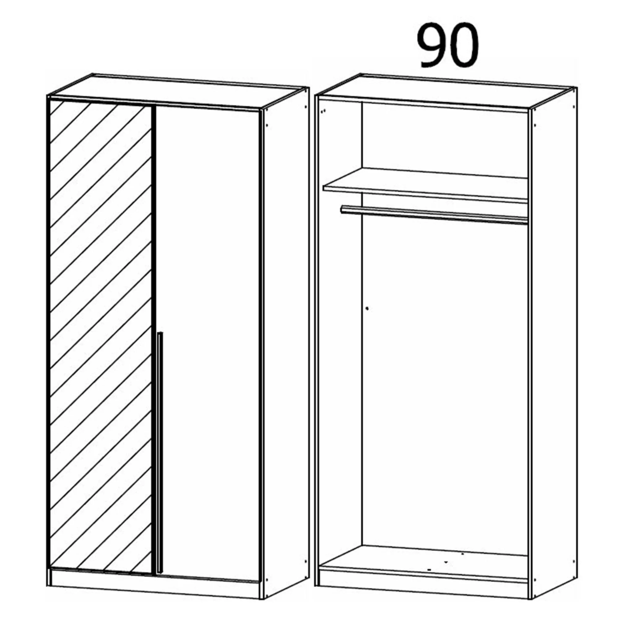 Alba 2 Door Mirror Wardrobe - Champagne