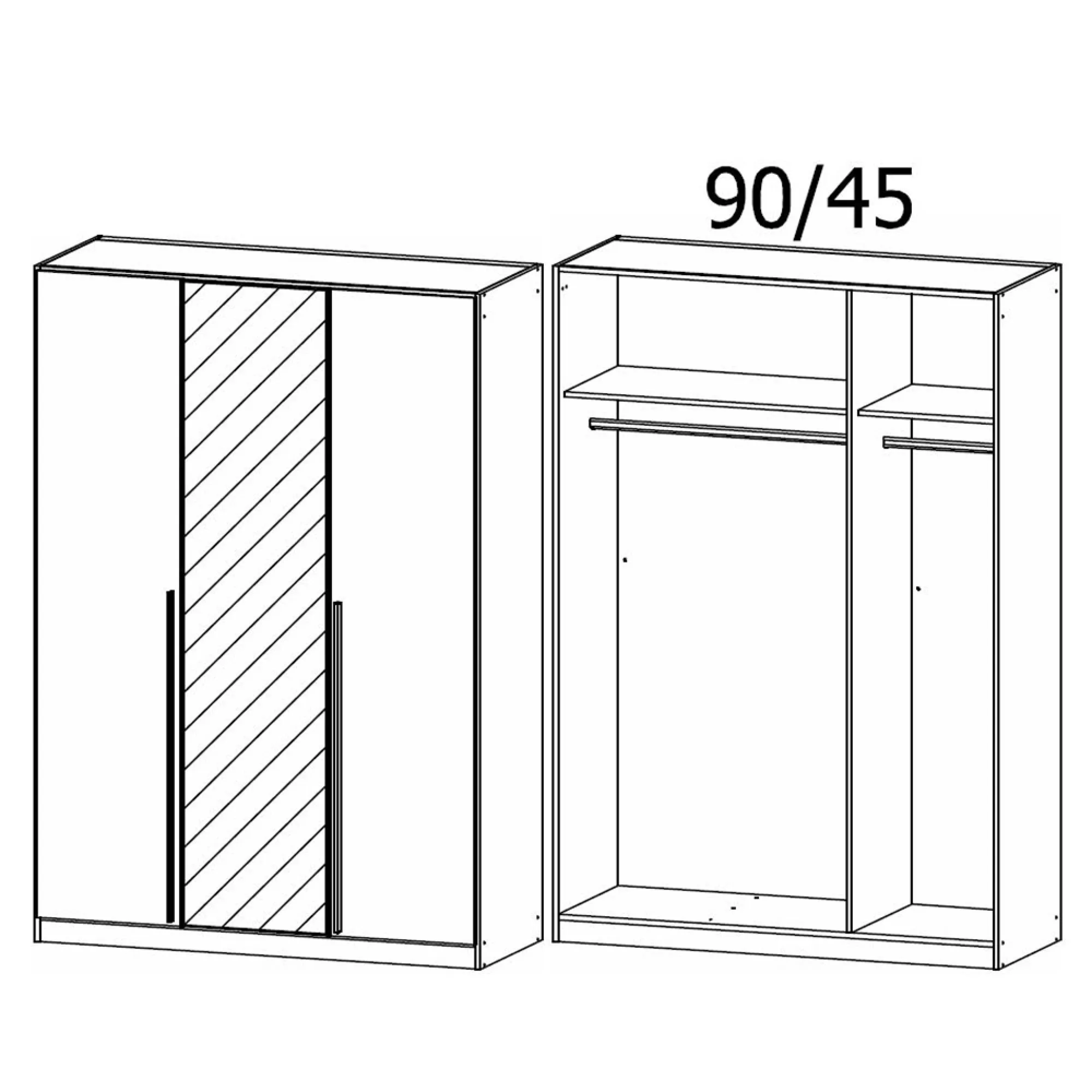 Alba 3 Door Mirror Wardrobe - Alpine White