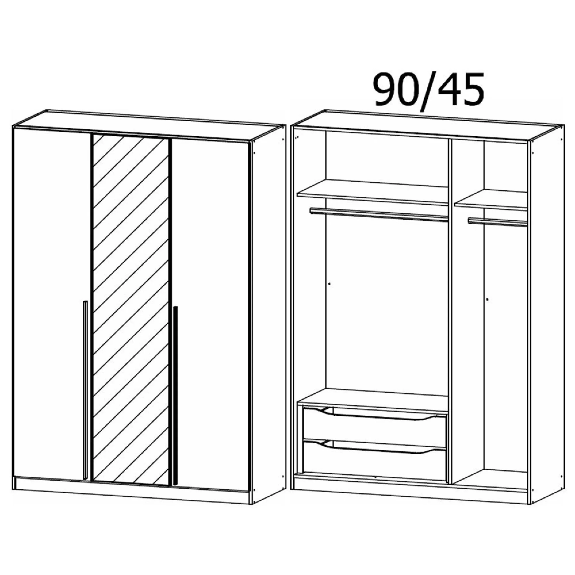 Alba 3 Door Mirror Wardrobe - Alpine White