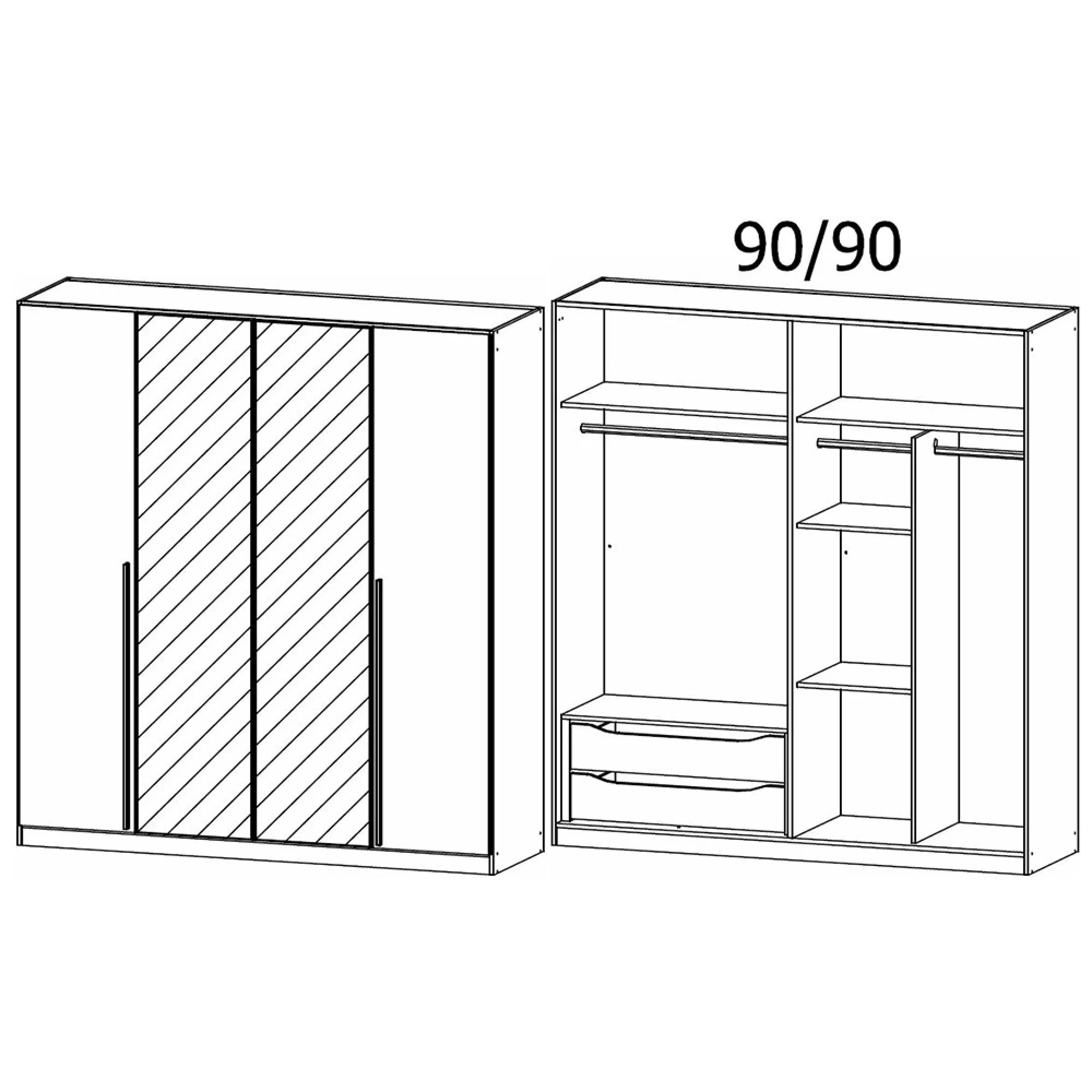 Alba 4 Door Mirror Wardrobe - Alpine White