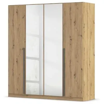 Alba 4 Door Mirror Wardrobe - Artisan Oak