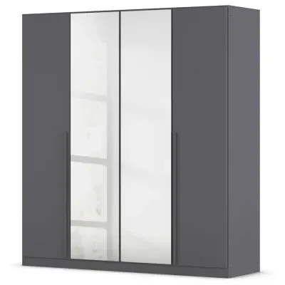 Alba 4 Door Mirror Wardrobe - Metallic Grey