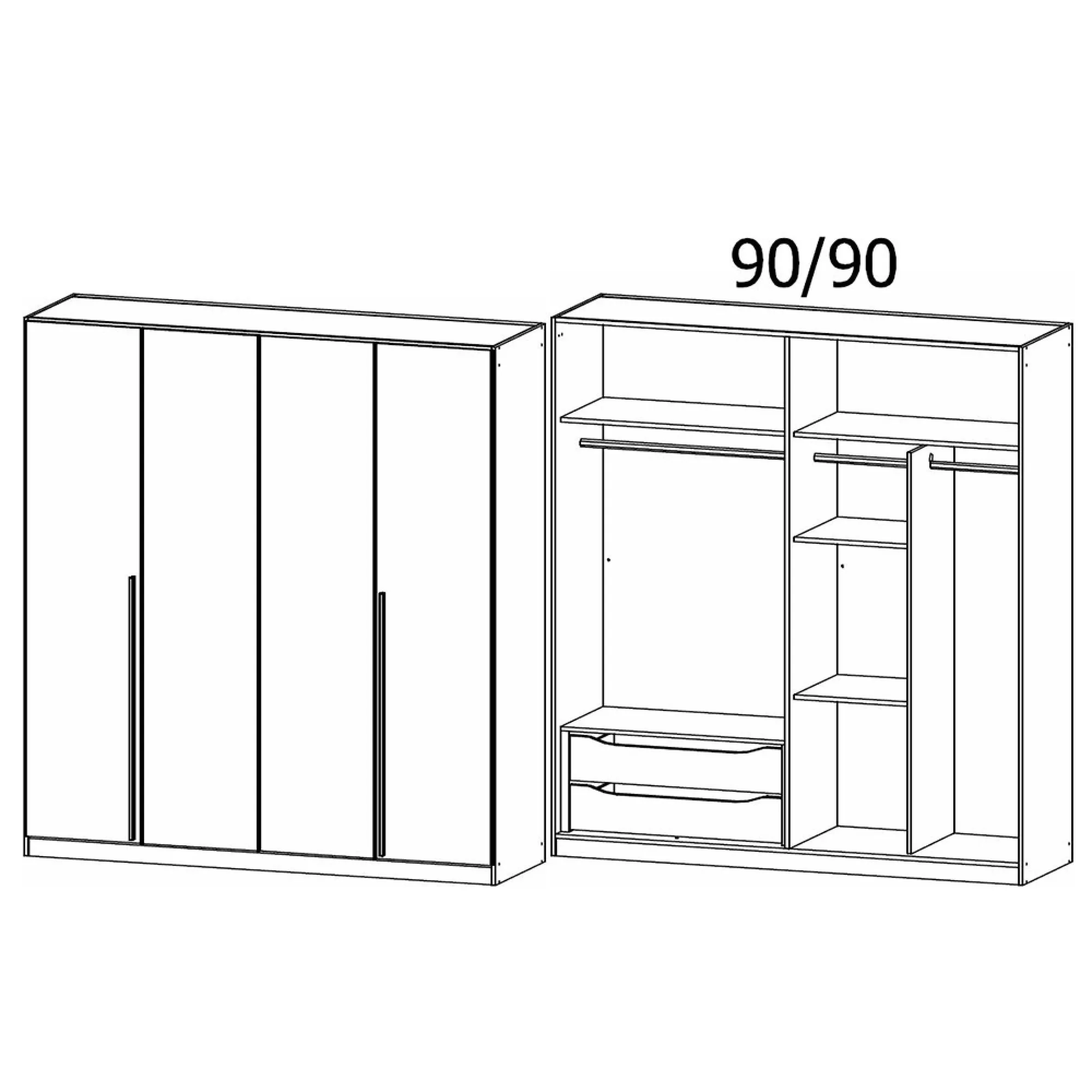 Alba 4 Door Wardrobe - Champagne