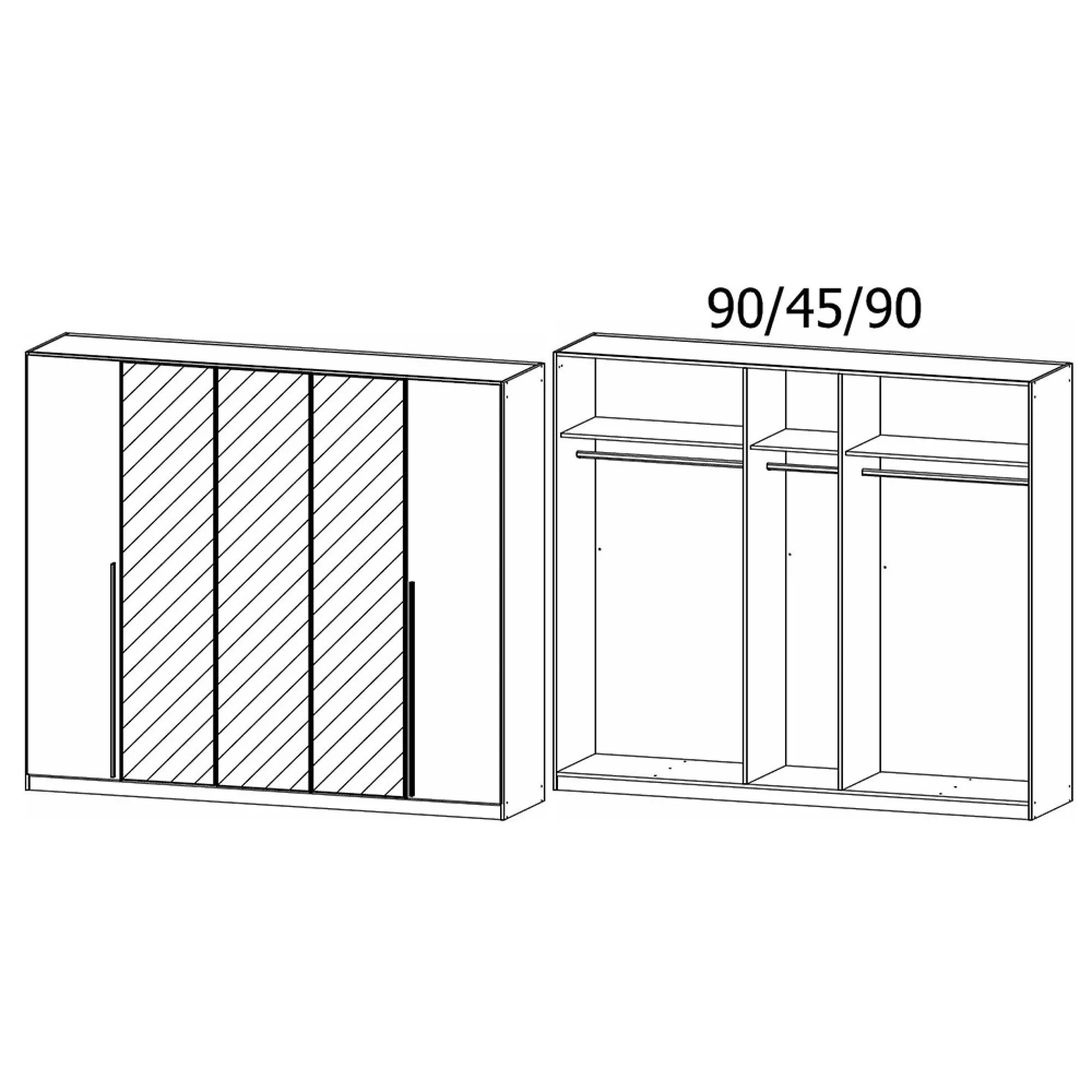 Alba 5 Door Mirror Wardrobe - Champagne