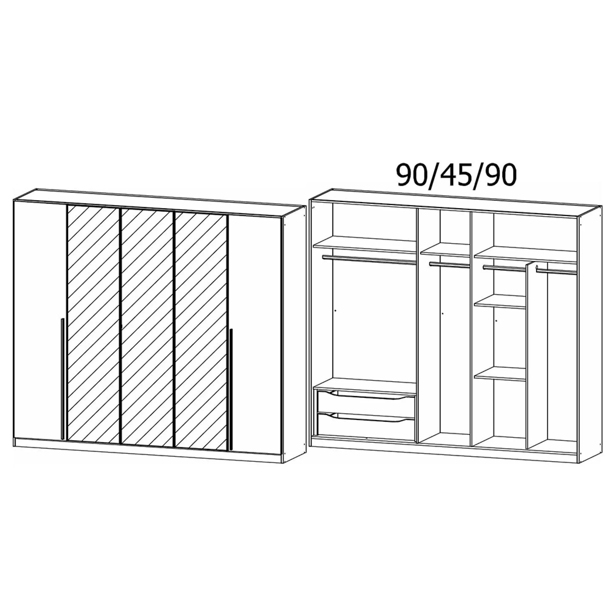 Alba 5 Door Mirror Wardrobe - White