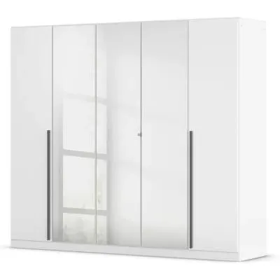 Alba 5 Door Mirror Wardrobe - White