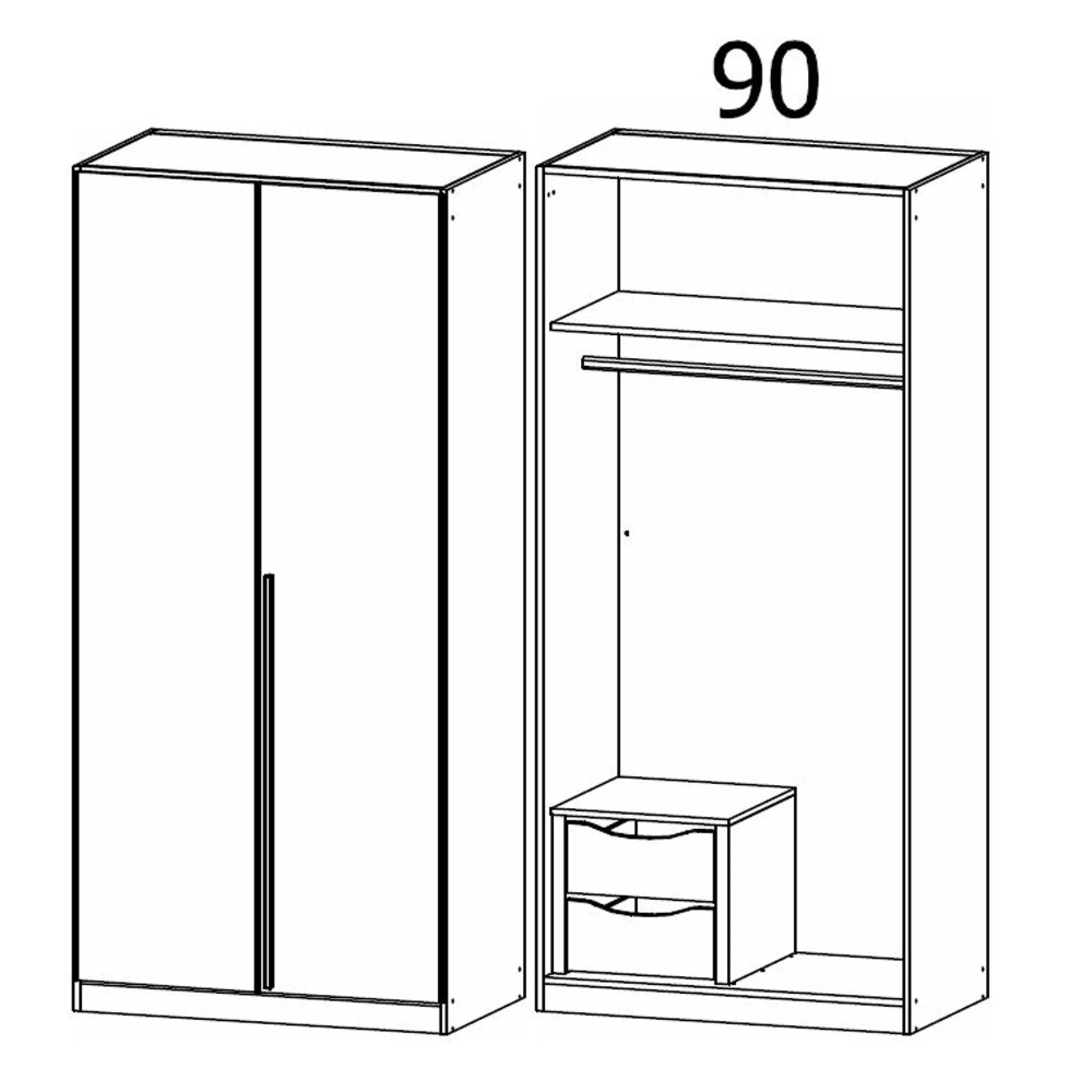 Alba 91cm 2 Door Wardrobe - Champagne