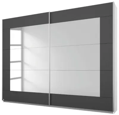 Alegro 2 Door Mirror Sliding Wardrobe - White, Grey