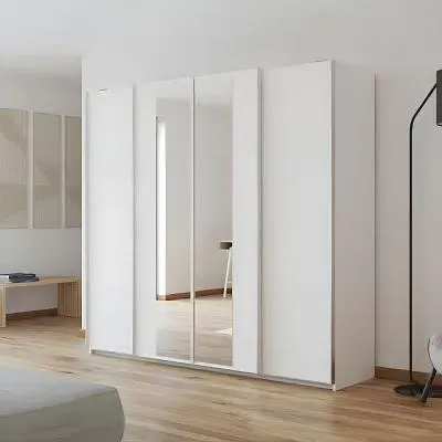 Altera 4 Door Sliding Wardrobe with Mirror - Alpine White