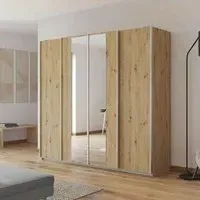 Altera 4 Door Sliding Wardrobe with Mirror - Artisan Oak