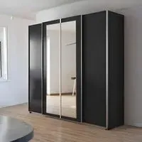Altera 4 Door Sliding Wardrobe with Mirror - Metallic Dark Grey