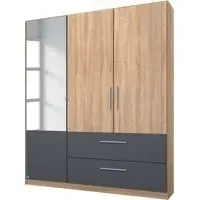 Alvor 3 Door Combi Wardrobe - Oak, Metallic Grey