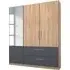 Alvor 3 Door Combi Wardrobe - Oak, Metallic Grey