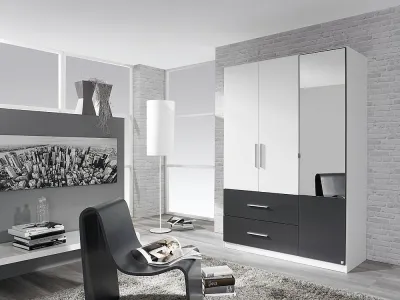 Alvor 3 Door Combi Wardrobe - White, Metallic Grey