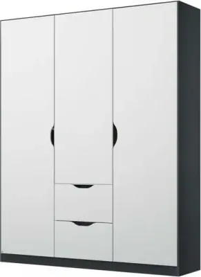 Arnstein 136cm 3 Door Wardrobe - White, Grey image