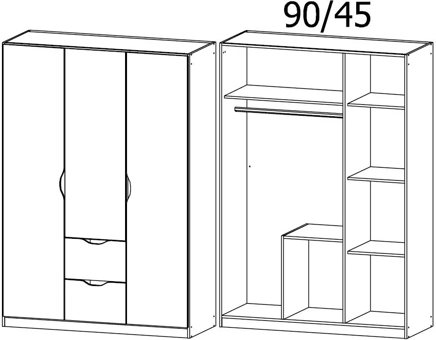 Arnstein 136cm 3 Door Wardrobe - White, Oak