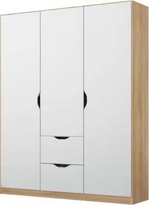 Arnstein 136cm 3 Door Wardrobe - White, Oak