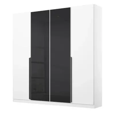 Artemis 181cm 4 Door Wardrobe - Alpine White, Basalt Glass image