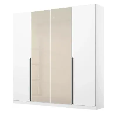 Artemis 181cm 4 Door Wardrobe - Alpine White, Champagne Glass