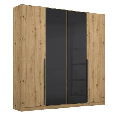 Artemis 181cm 4 Door Wardrobe - Artisan Oak, Basalt Glass