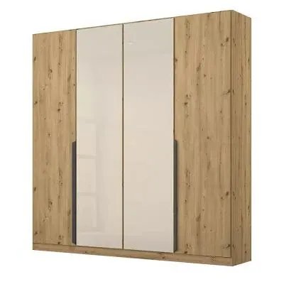 Artemis 181cm 4 Door Wardrobe - Artisan Oak, Champagne Glass