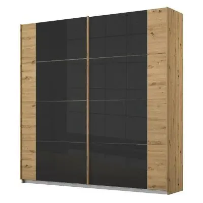 Artemis 226cm 2 Door Sliding Wardrobe - Artisan Oak, Glass