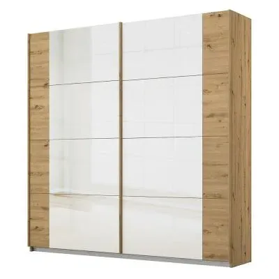 Artemis 226cm 2 Door Sliding Wardrobe - Artisan Oak, Glass