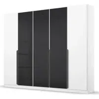 Artemis 226cm 5 Door Wardrobe - Alpine White, Basalt Glass