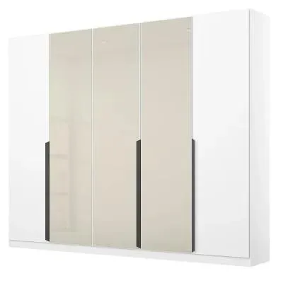 Artemis 226cm 5 Door Wardrobe - Alpine White, Champagne Glass