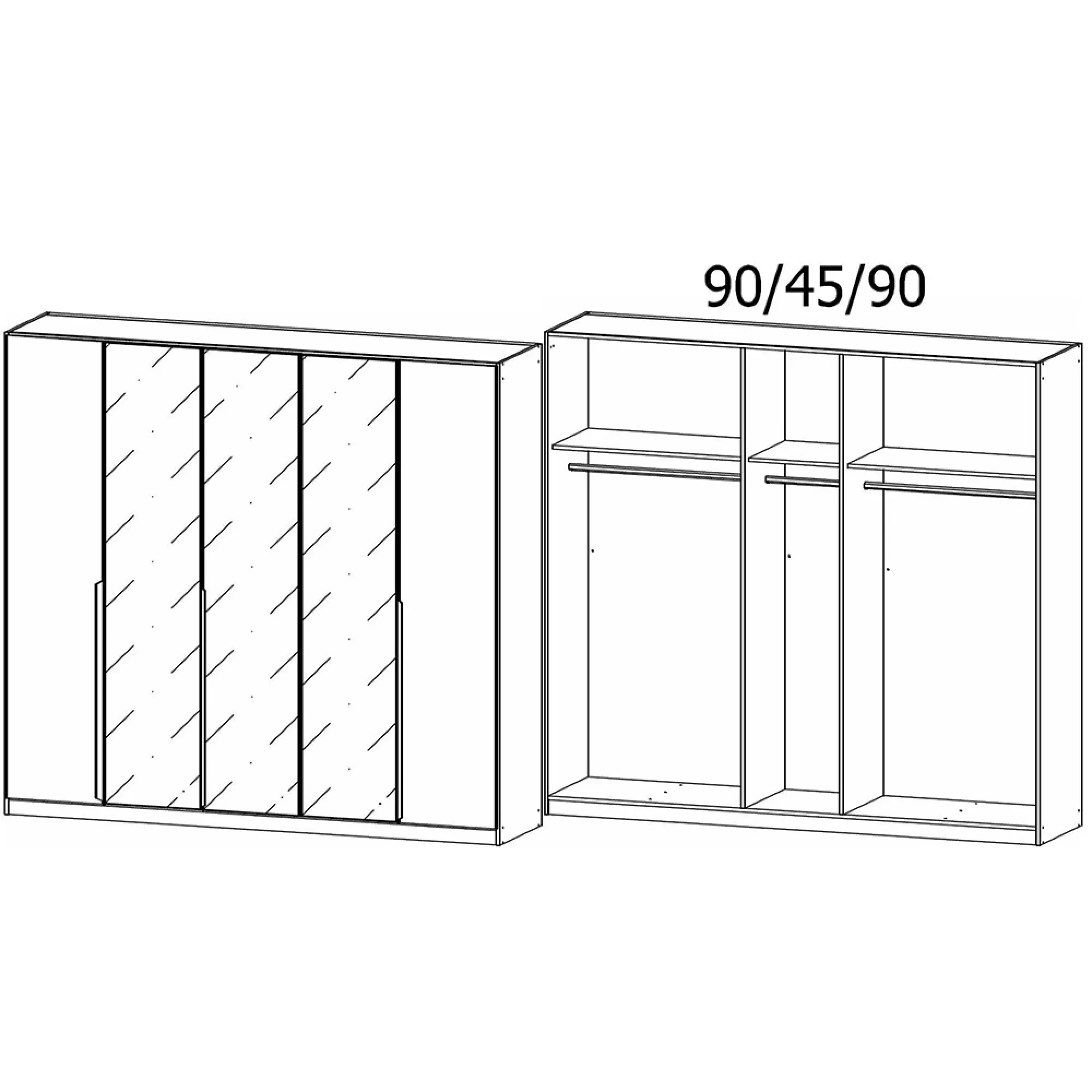 Artemis 226cm 5 Door Wardrobe - Artisan Oak, Basalt Glass