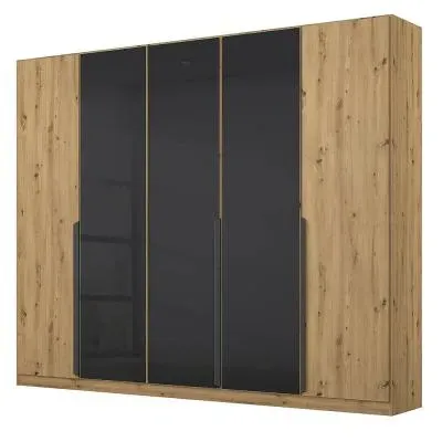 Artemis 226cm 5 Door Wardrobe - Artisan Oak, Basalt Glass
