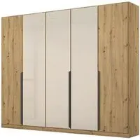 Artemis 226cm 5 Door Wardrobe - Artisan Oak, Champagne Glass
