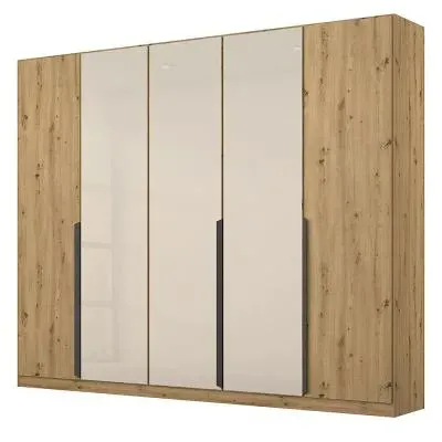 Artemis 226cm 5 Door Wardrobe - Artisan Oak, Champagne Glass