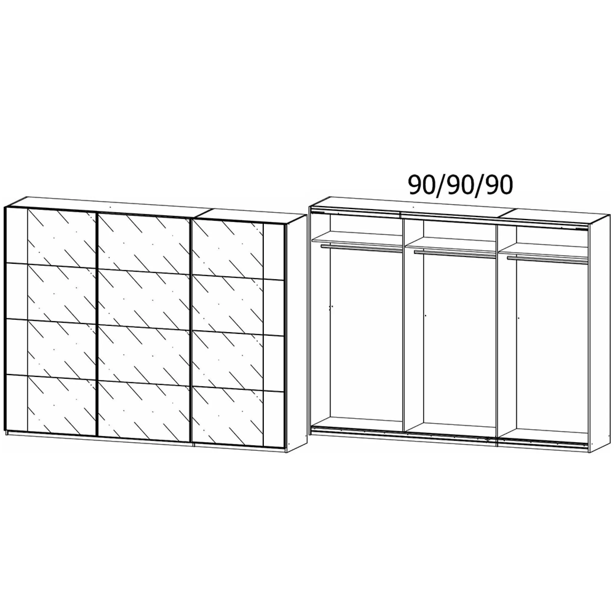 Artemis 271cm 3 Door Sliding Wardrobe - Artisan Oak