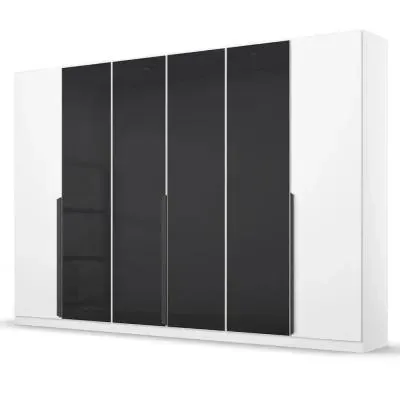Artemis 6 Door Wardrobe - Alpine White, Basalt Glass image