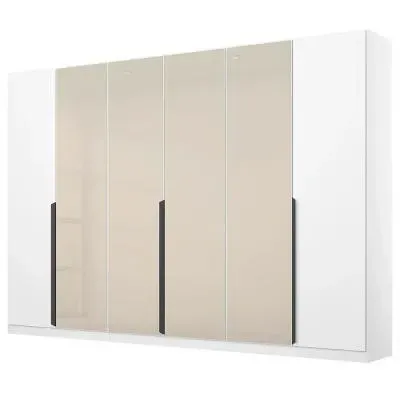 Artemis 6 Door Wardrobe - Alpine White, Champagne Glass