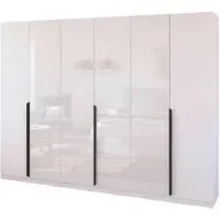 Artemis 6 Door Wardrobe - Alpine White, White Glass