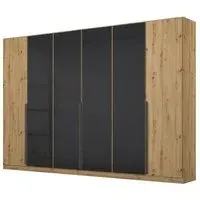 Artemis 6 Door Wardrobe - Artisan Oak, Basalt Glass