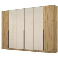 Artemis 6 Door Wardrobe - Artisan Oak, Champagne Glass