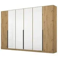 Artemis 6 Door Wardrobe - Artisan Oak, White Glass