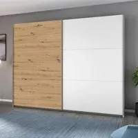 Aurelio 2 Door Sliding Wardrobe - Alpine White, Artisan Oak