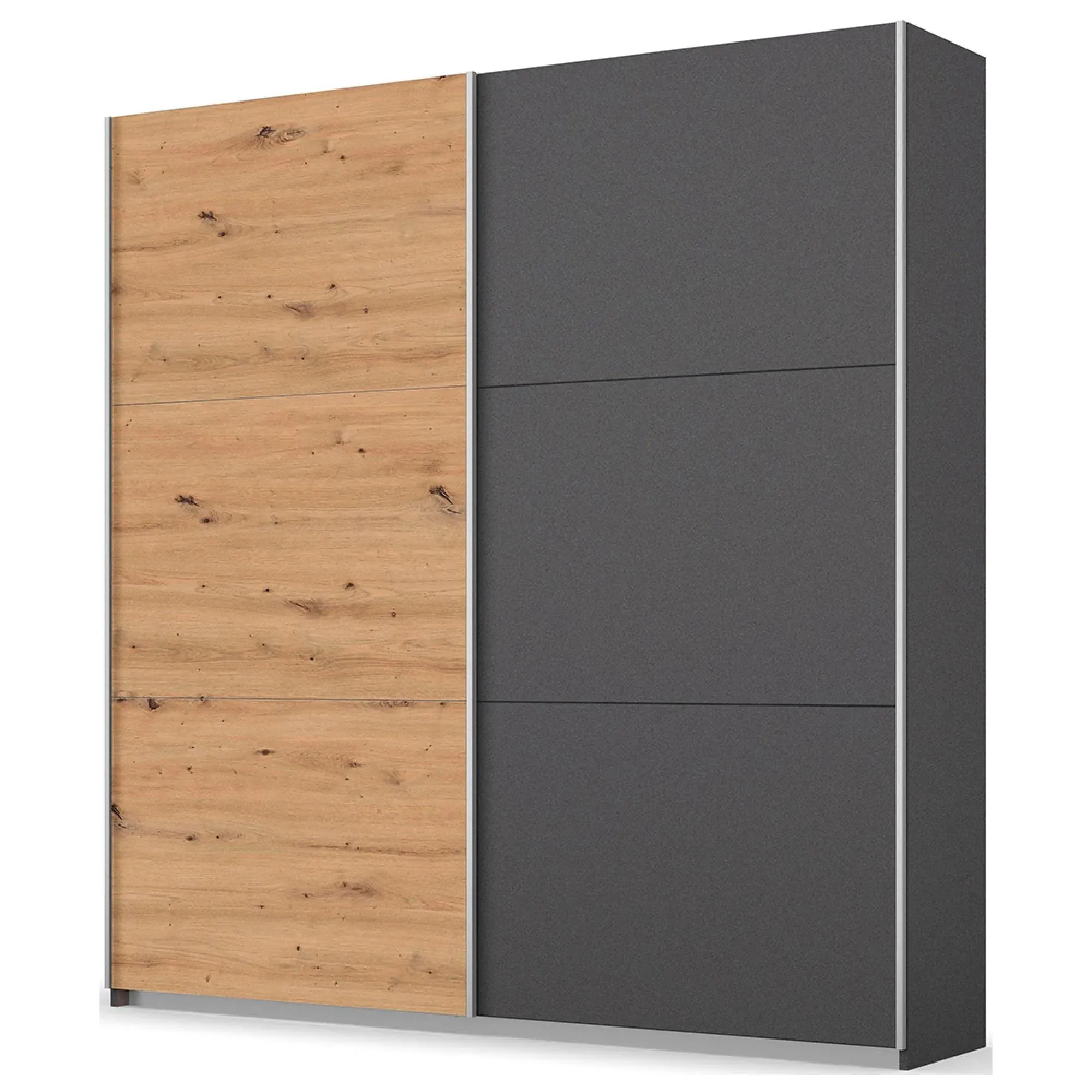 Aurelio 2 Door Sliding Wardrobe - Metallic Grey, Artisan Oak