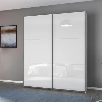 Aurelio 2 Door Sliding Wardrobe - White Gloss