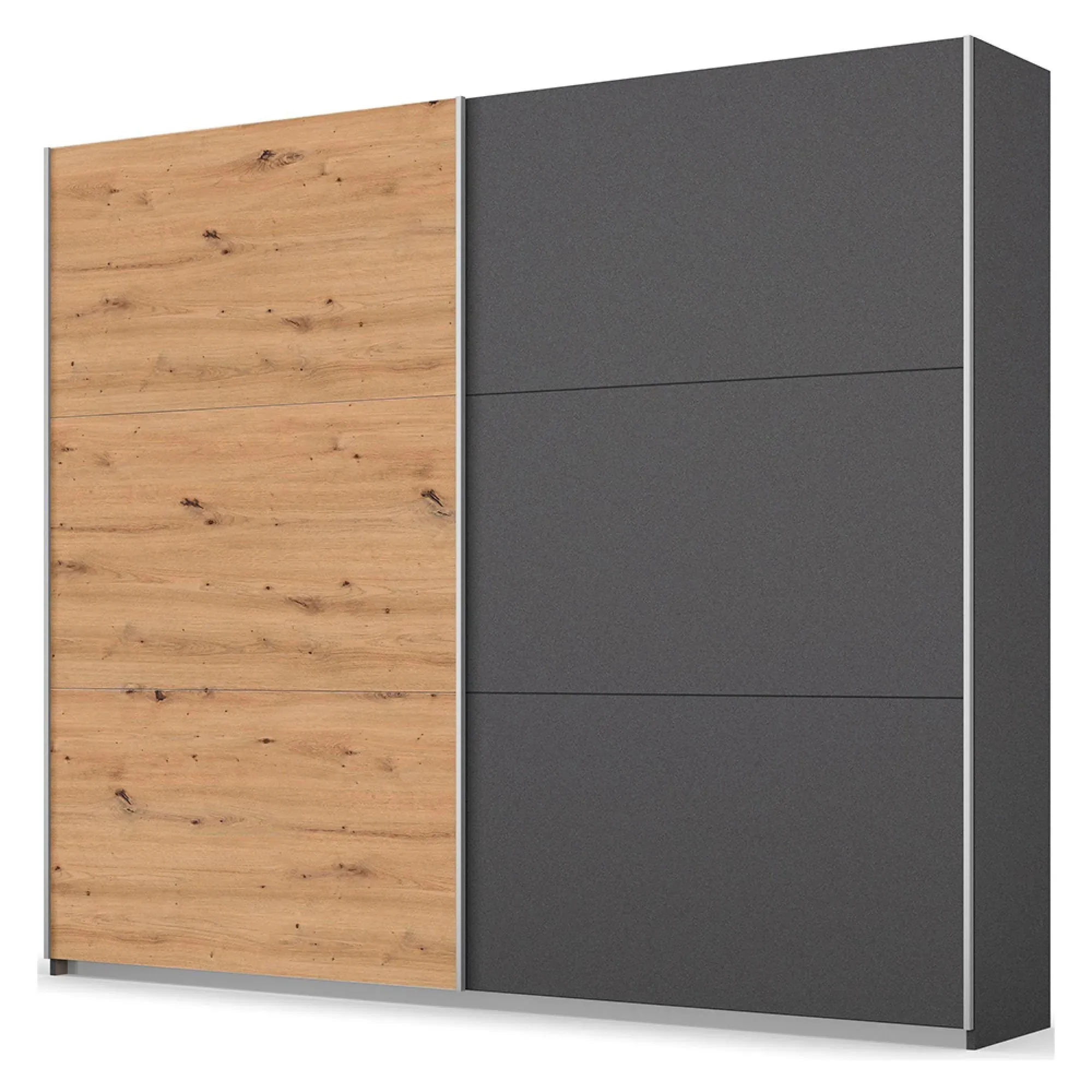 Aurelio 218cm 2 Door Sliding Wardrobe - Metallic Grey, Artisan Oak