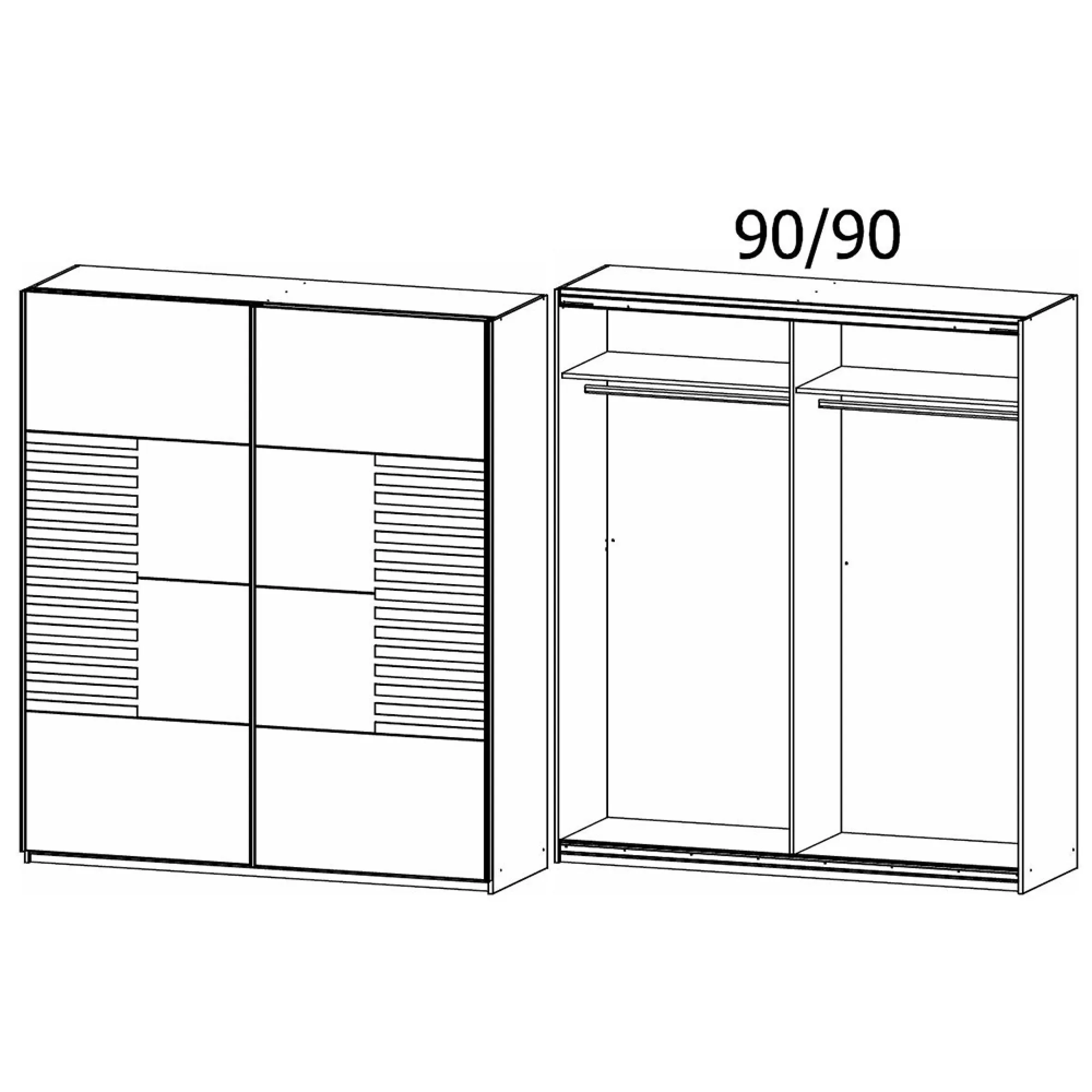 Barea 181cm 2 Door Sliding Wardrobe - Champagne, Atlantic Dark Oak