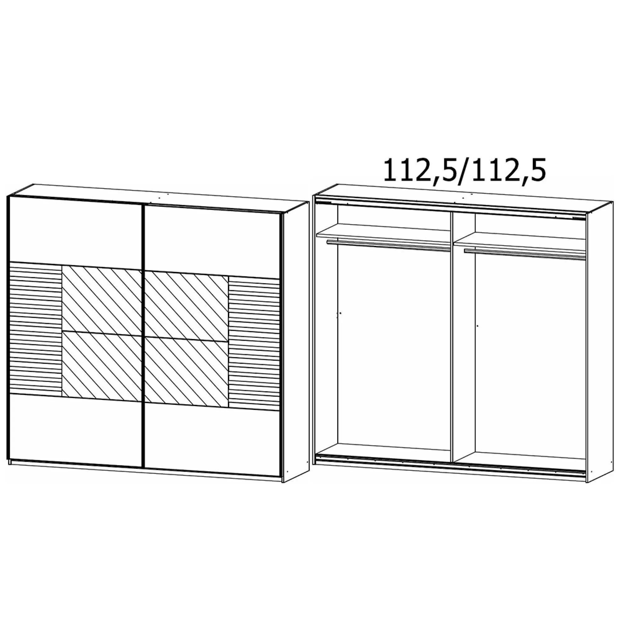 Barea 226cm 2 Door Mirror Sliding Wardrobe - Champagne