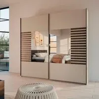 Barea 226cm 2 Door Mirror Sliding Wardrobe - Champagne